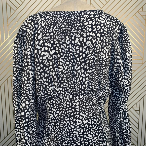 Zara Dress Animal Print Leopard Black and White Button Front Size Large - Picture 10 of 12